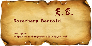 Rozenberg Bertold névjegykártya